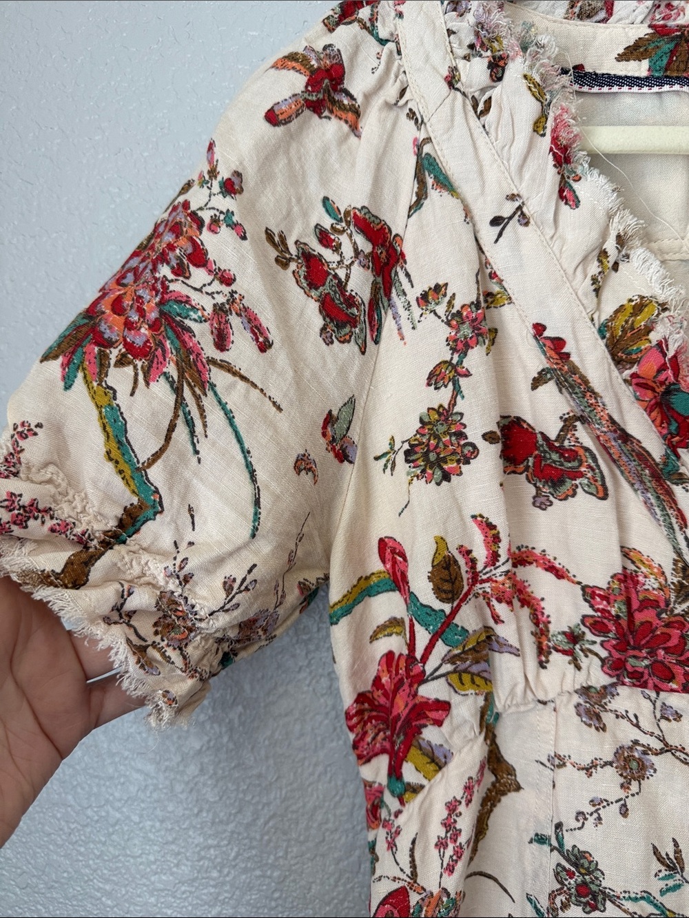 Pilcro Cream Midi Dress with Red Floral Print - Picture 5 of 10